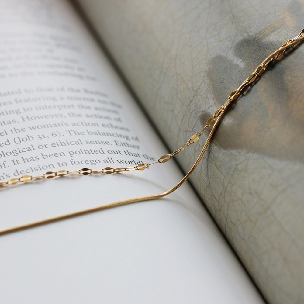 NEW 18K Gold Plated Double Layer Chain Necklace 0 - Picture 6 of 10